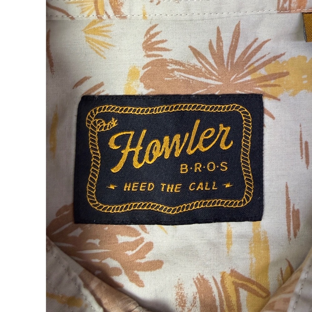 Howler Brothers Mens Large Desert Print Short Sleeve Pearl Snap Shirt Tan Orange - Picture 5 of 12